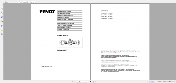 Fendt Tractor Famer 200 Operator Workshop Manual EN 6 1