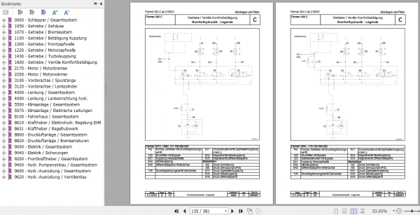 Fendt Tractor Farmer 300 C VIN 117 119 Operator Diagram Workshop Manual German 3