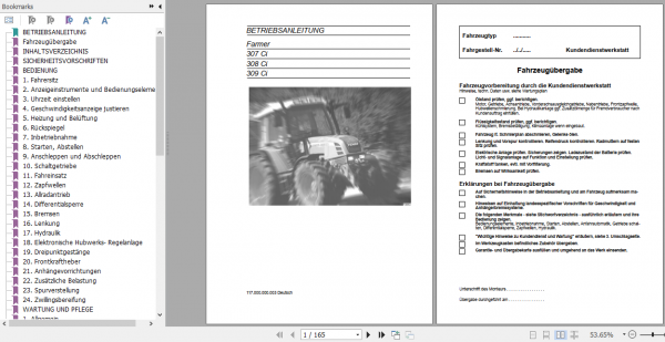 Fendt Tractor Farmer 300 Ci VIN 117 119 Operator Diagram Workshop Manual German 2