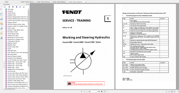 Fendt Tractor Farmer 300 Ls Lsa E VIN 307 312 Operation Manual Workshop Manual EN 2