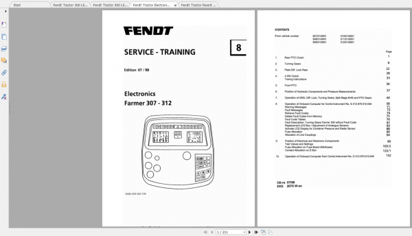 Fendt Tractor Farmer 300 Ls Lsa E VIN 307 312 Operation Manual Workshop Manual EN 3