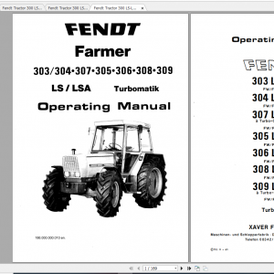 Fendt Tractor Farmer 300 Ls Lsa VIN 158 199 Operation Manual Workshop Manual EN 3