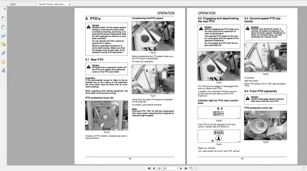 Fendt Tractor Farmer 300C VIN 117 119 Operation Manual Workshop Manual EN 2