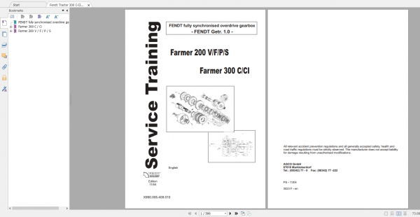 Fendt Tractor Farmer 300C VIN 117 119 Operation Manual Workshop Manual EN 5