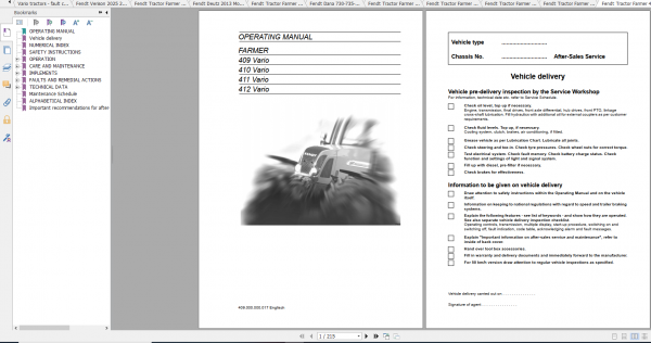Fendt Tractor Farmer 400 Com12 VIN 409 412 Diagram Operation Manual Workshop Manual EN 4
