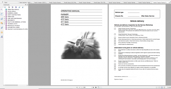 Fendt Tractor Farmer 400 Com12 VIN 409 412 Diagram Operation Manual Workshop Manual EN 5