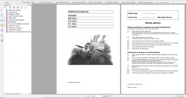 Fendt Tractor Farmer 400 Com12 VIN 409 412 Diagram Operation Manual Workshop Manual EN 6