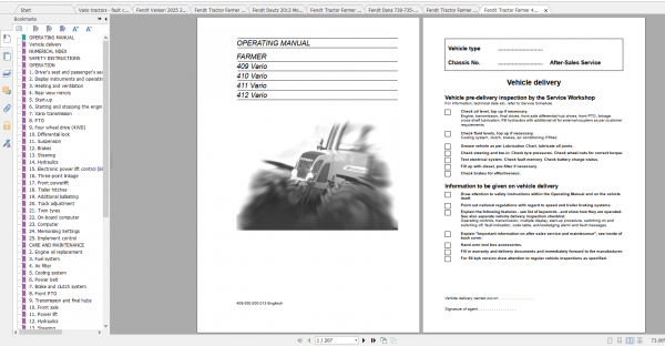 Fendt Tractor Farmer 400 Com12 VIN 409 412 Diagram Operation Manual Workshop Manual EN 7