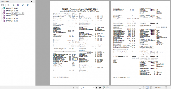 Fendt Tractor Favorit 500 VIN 509 515 Operator Technical Data Workshop Manual German 3
