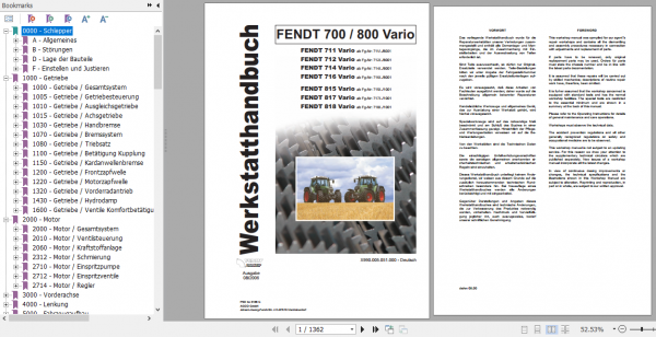 Fendt Tractor Favorit 700 Com1 711 716 Operator Diagrams Workshop Manual German 2