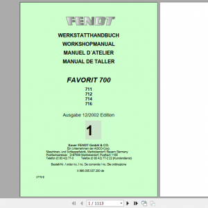 Fendt Tractor Favorit 700 Com1 711 716 Operator Technical Data Workshop Manual German 1
