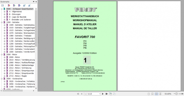 Fendt Tractor Favorit 700 Com1 711 716 Operator Technical Data Workshop Manual German 1
