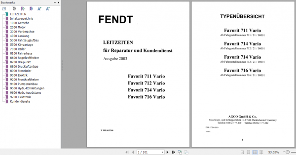 Fendt Tractor Favorit 700 Com1 711 716 Operator Technical Data Workshop Manual German 6
