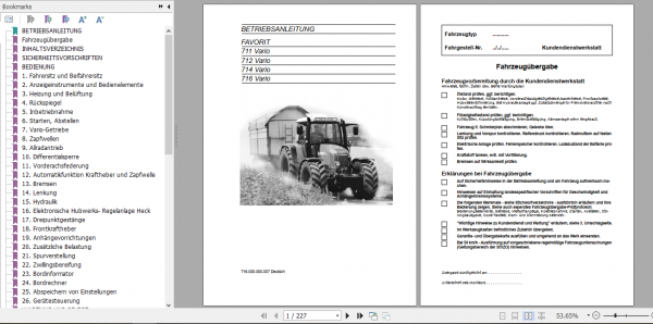 Fendt Tractor Favorit 700 Com1 711 716 Operator Technical Data Workshop Manual German 7