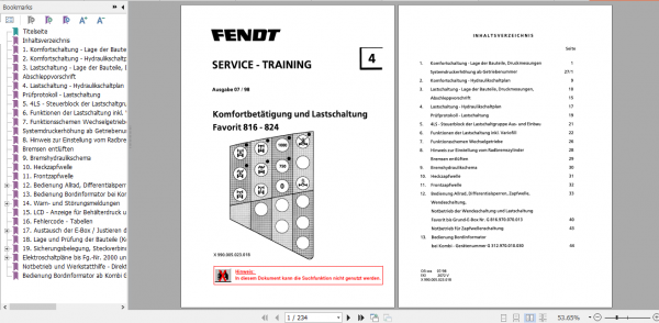 Fendt Tractor Favorit 800 Com1 VIN 816 824 Operator Technical Data Workshop Manual German 7
