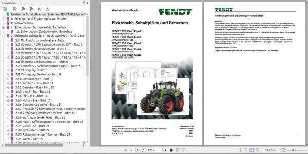 Fendt Tractor Favorit 900 Gen6 VIN 957 961 Operator Diagrams Workshop Manual German 1