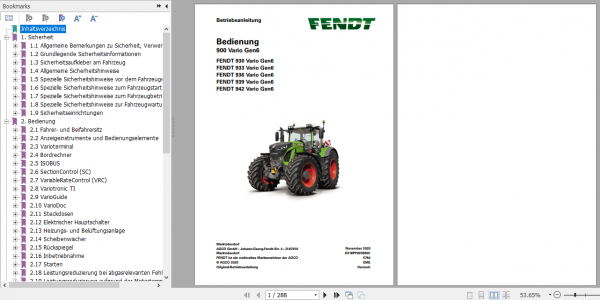 Fendt Tractor Favorit 900 Gen6 VIN 957 961 Operator Diagrams Workshop Manual German 3