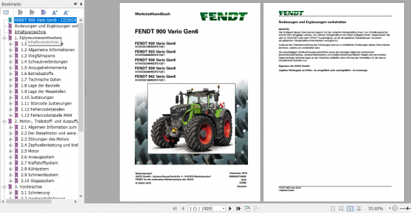 Fendt Tractor Favorit 900 Gen6 VIN 957 961 Operator Diagrams Workshop Manual German 5