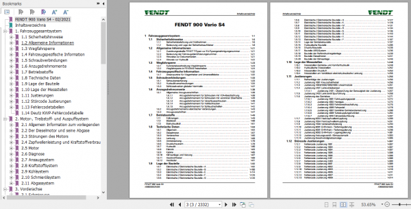 Fendt Tractor Favorit 900 S4 VIN 950 954 Operator Diagrams Workshop Manual German 2