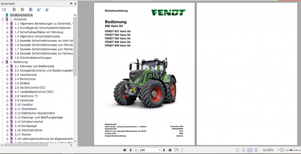 Fendt Tractor Favorit 900 S4 VIN 950 954 Operator Diagrams Workshop Manual German 3