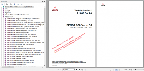 Fendt Tractor Favorit 900 S4 VIN 950 954 Operator Diagrams Workshop Manual German 6