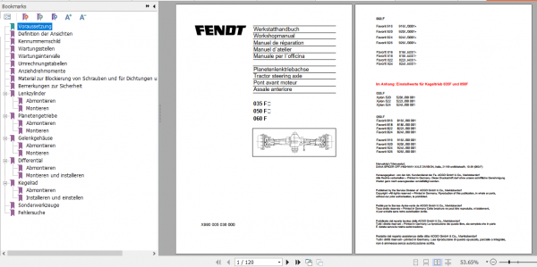 Fendt Tractor Favorit 900 Vario Com1 VIN 916 926 Operator Technical Data Workshop Manual German 3