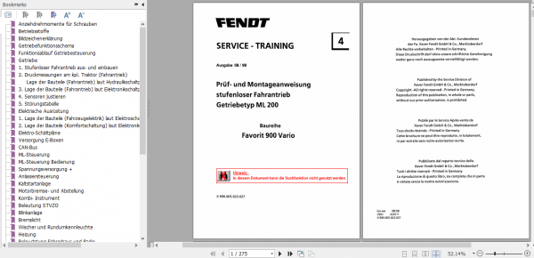 Fendt Tractor Favorit 900 Vario Com1 VIN 916 926 Operator Technical Data Workshop Manual German 4