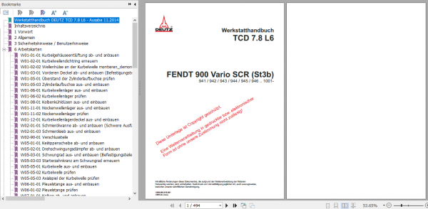 Fendt Tractor Favorit 900 Vario SCR 3b VIN 941 946 Operator Diagrams Workshop Manual German 4