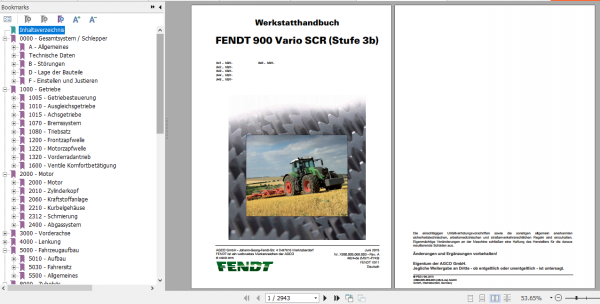 Fendt Tractor Favorit 900 Vario SCR 3b VIN 941 946 Operator Diagrams Workshop Manual German 5