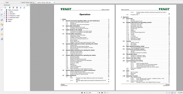 Fendt Tractor Fendt 200 Vario Gen3 VIN 286 298 Maintenance Operator Manual EN 2