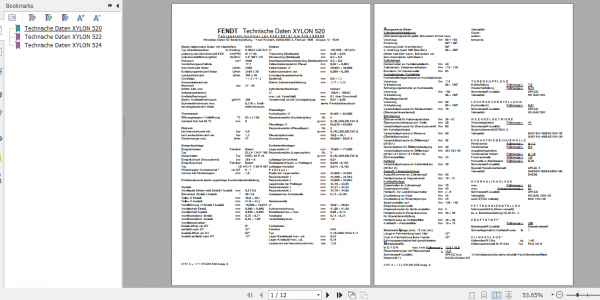 Fendt Tractor Xylon VIN 520 524 Operator Technical Data Workshop Manual German 3