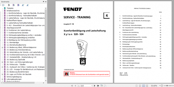 Fendt Tractor Xylon VIN 520 524 Operator Technical Data Workshop Manual German 5