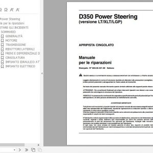 Fiat Hitachi Crawler Dozer D350 LT XLT LGP Power Steering Repair Manual IT 1