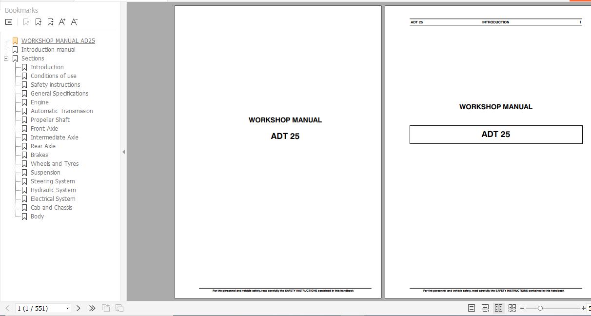 Fiat Hitachi Dump Truck ADT25 Workshop Manual 1