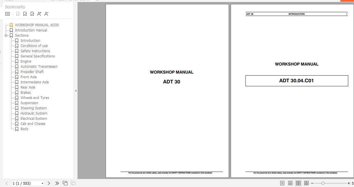 Fiat Hitachi Dump Truck ADT30 Workshop Manual 1