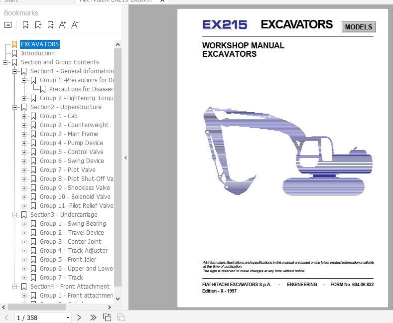 Fiat Hitachi Excavator EX215 Workshop Manual 1