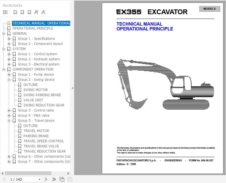 Fiat Hitachi Excavator EX355 Operational Principle Technical Manual 1