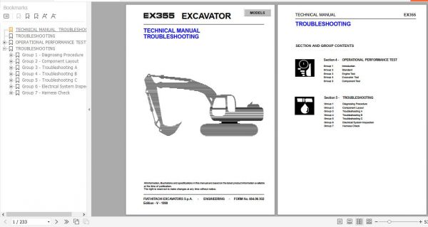 Fiat Hitachi Excavator EX355 Troubleshooting Technical Manual 1