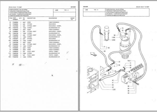 Fiat Hitachi Wheel Excavator EX165W Parts Catalog IT EN ES FR DE 2