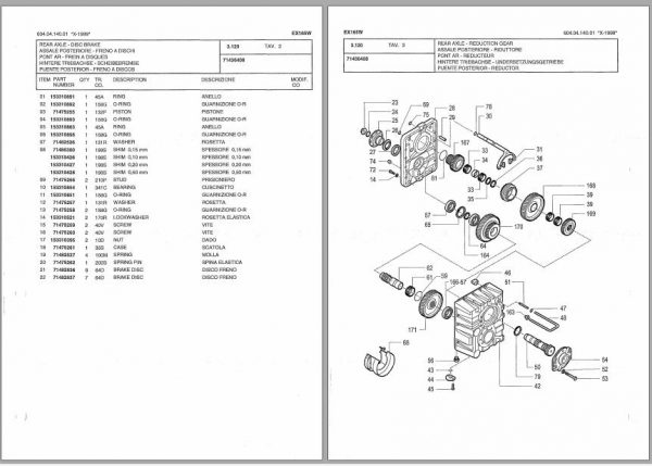 Fiat Hitachi Wheel Excavator EX165W Parts Catalog IT EN ES FR DE 3