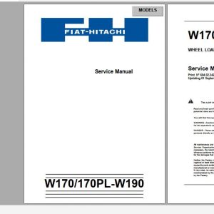 Fiat Hitachi Wheel Loader W170 W170PL W190 Service Manual 1