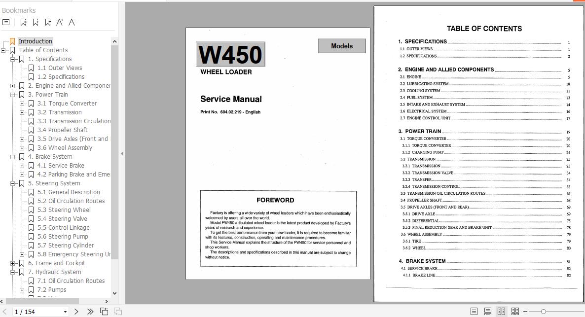 Fiat Hitachi Wheel Loader W450 Service Manual 1