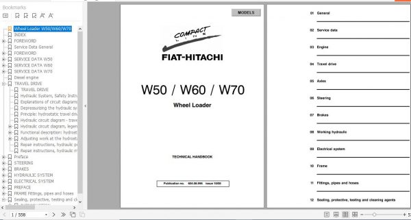 Fiat Hitachi Wheel Loader W50 W60 W70 Technical Handbook 1