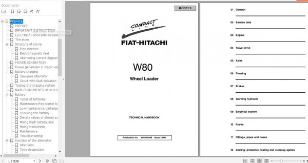 Fiat Hitachi Wheel Loader W80 Technical Handbook 1