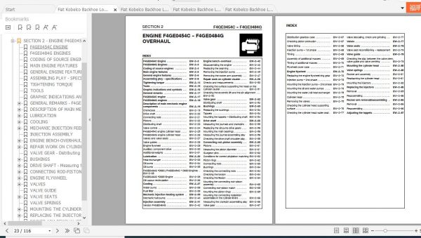 Fiat Kobelco Backhoe Loader Engines F4GE0454C F4GE0484G Repair Manual ENDEFRIT 3