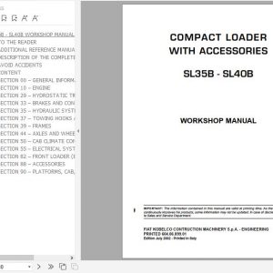 Fiat Kobelco Compact Loader SL35B SL40B Workshop Manual ENIT 1 1