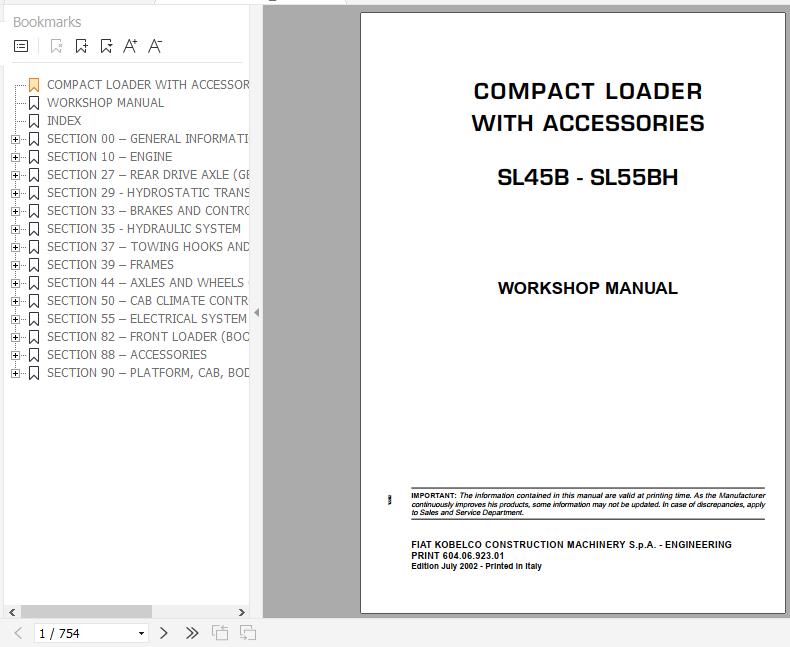 Fiat Kobelco Compact Loader SL45B SL55BH Workshop Manual ENIT 1 1