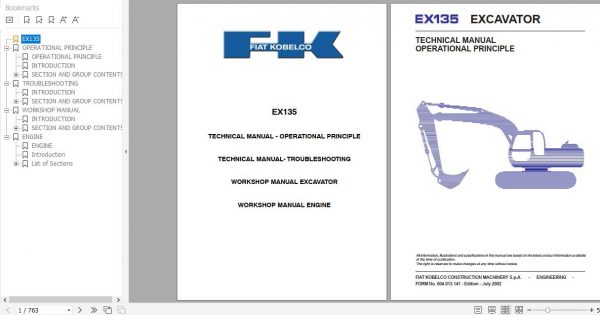 Fiat Kobelco Excavator EX135 Workshop Manual 1