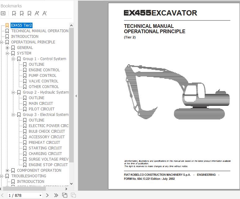 Fiat Kobelco Excavator EX455 Operational Principle Technical Manual 1