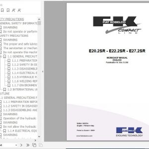 Fiat Kobelco Mini Excavator E20.2SR E22.2SR E27.2SR Workshop Manual ENDEFRITES 2